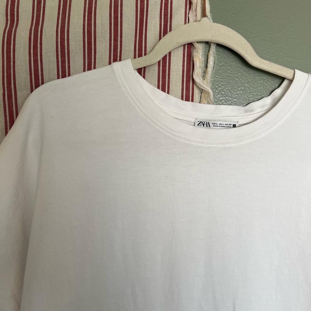 Zara 100% cotton white basic tee - Picture 2 of 4